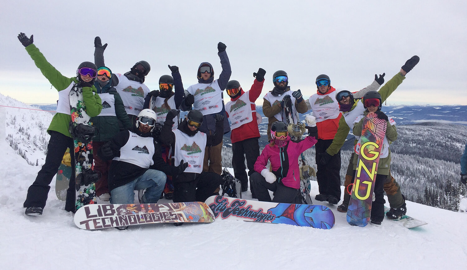 Elevation Kids Volunteers Snowboarding Group Shot